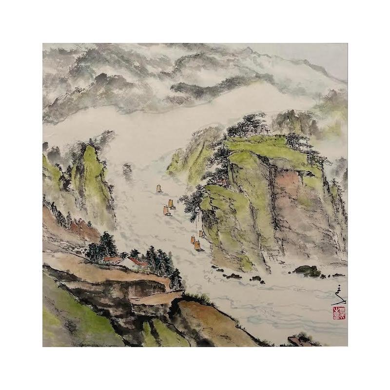 Painting Going Forward by Sanqian | Painting Figurative Landscapes