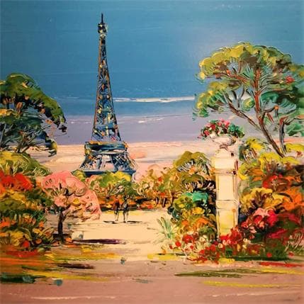 Painting Voici la Tour Eiffel by Corbière Liisa | Painting Figurative Oil Urban