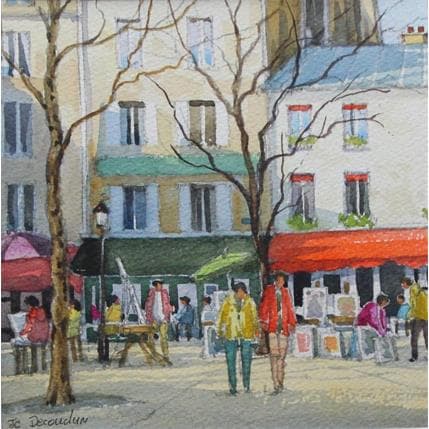 Painting Paris, Montmartre et les peintres  by Decoudun Jean charles | Painting Figurative Watercolor Life style, Pop icons, Urban