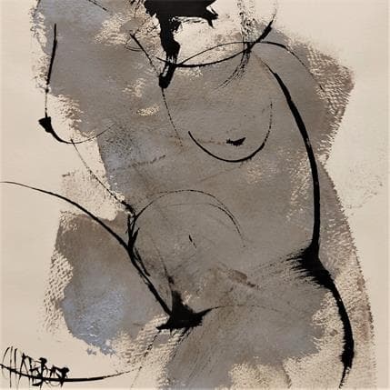 Painting GRIS TAUPE by Chaperon Martine | Painting Figurative Mixed Nude