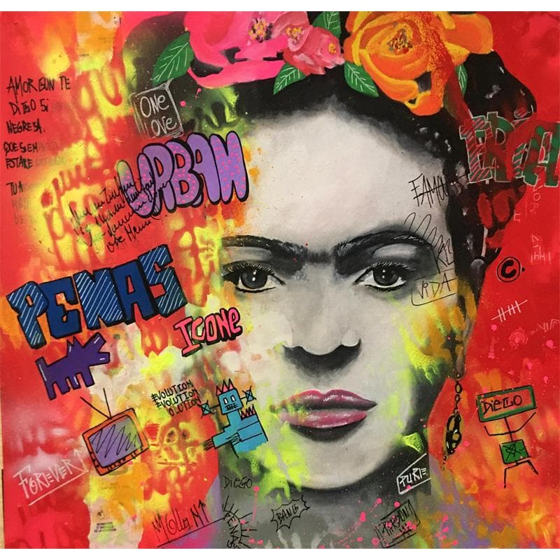 Peinture Frida par Molla Nathalie  | Tableau Pop Art Mixte icones Pop