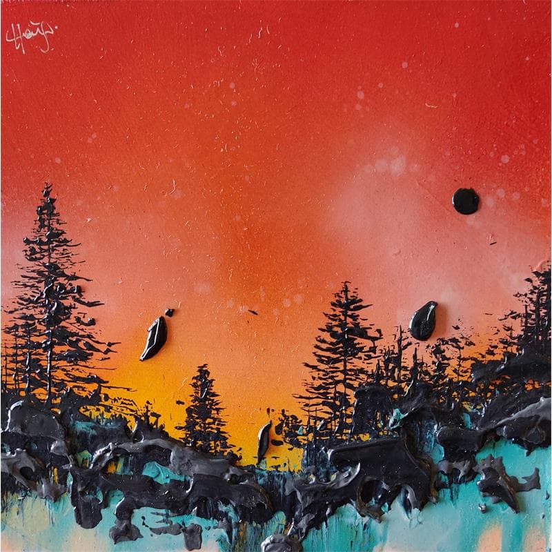 Gemälde Tree glow von Herring Lee | Gemälde Figurativ Landschaften Öl