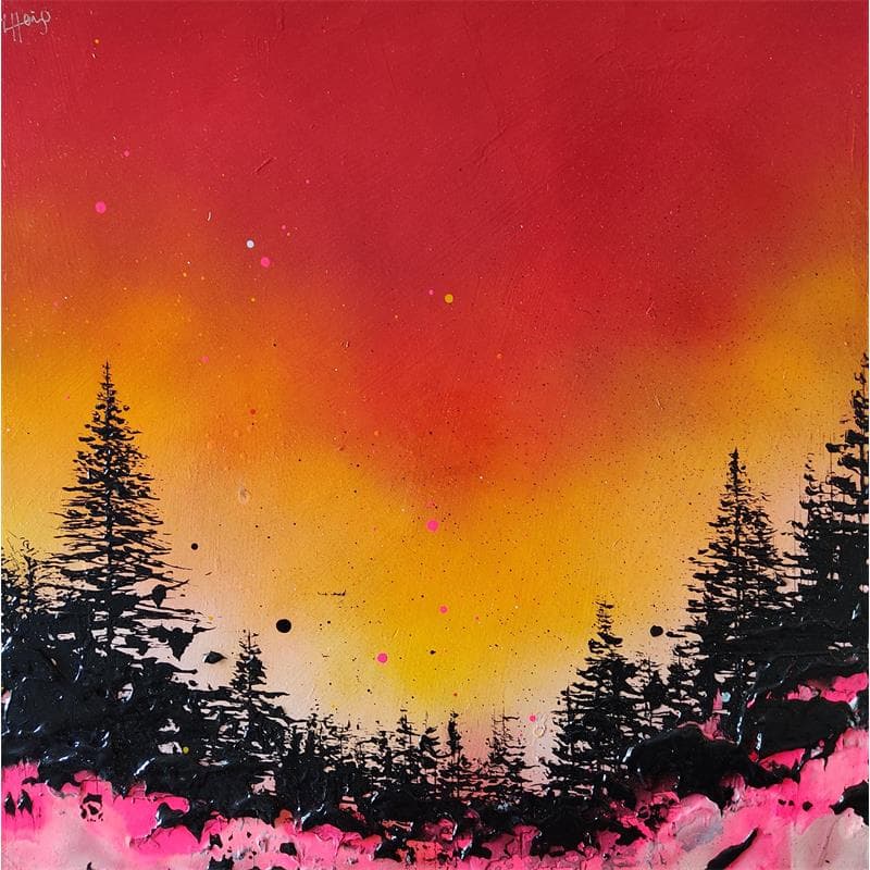 Gemälde Burning sky von Herring Lee | Gemälde Figurativ Landschaften Öl