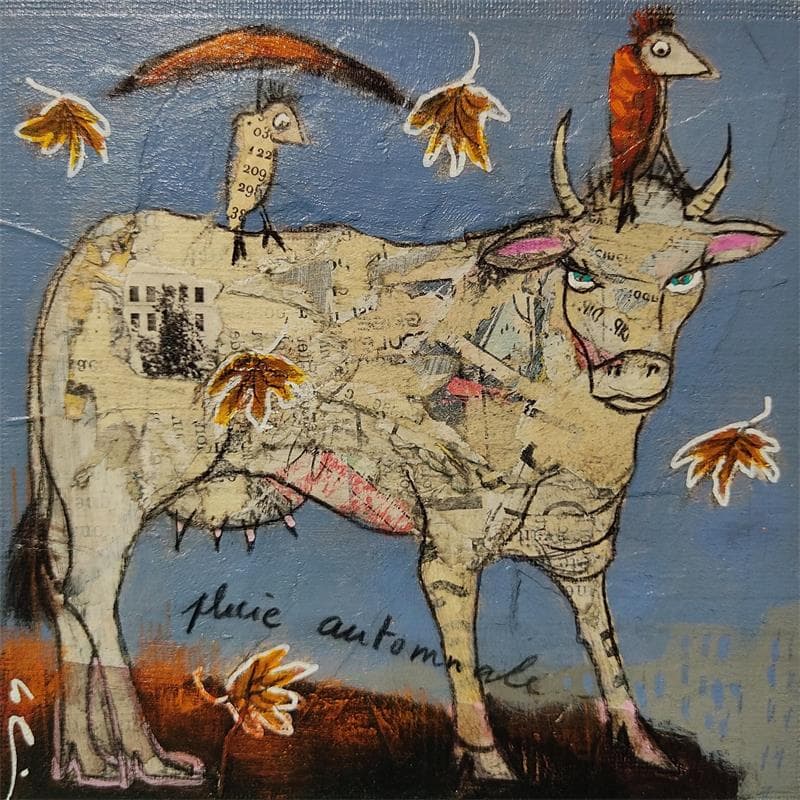 Peinture Pluie automnale 2 par Colin Sylvie | Tableau Art Singulier Mixte animaux