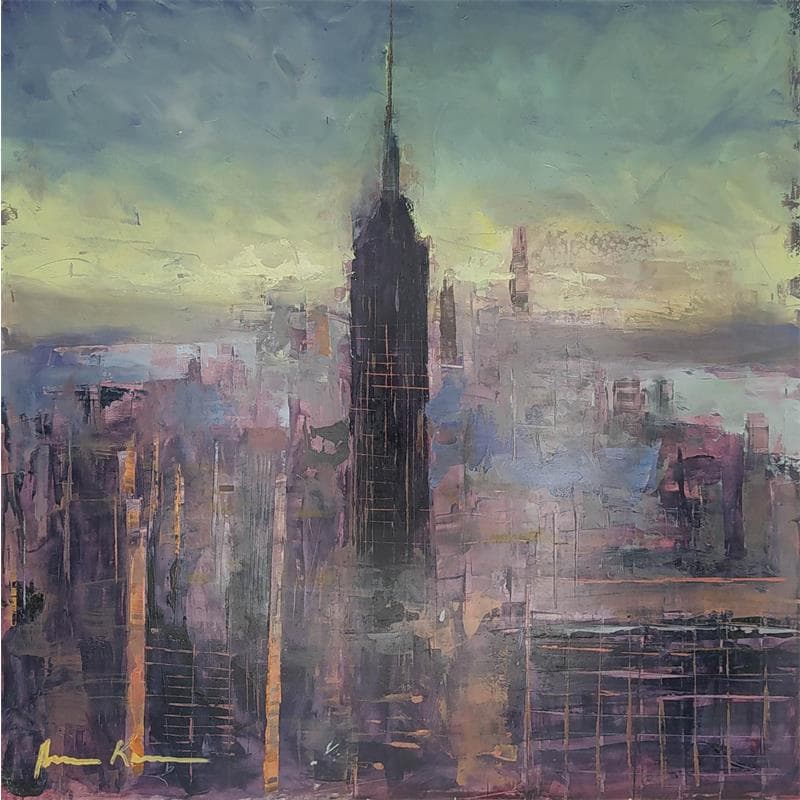 Painting Skyline by Amine Karoun | Painting Figurative Oil Urban