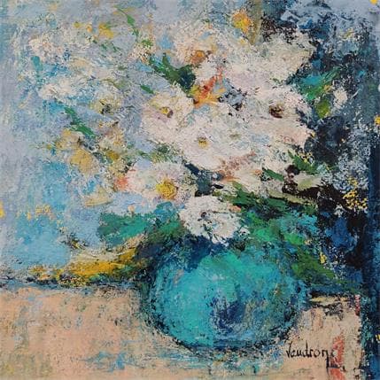 Painting Les fleurs blanches by Vaudron | Painting Figurative Mixed still-life