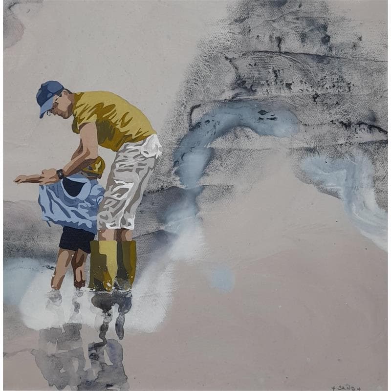 Peinture Père en eau salée par Sand | Tableau Figuratif Scènes de vie Acrylique