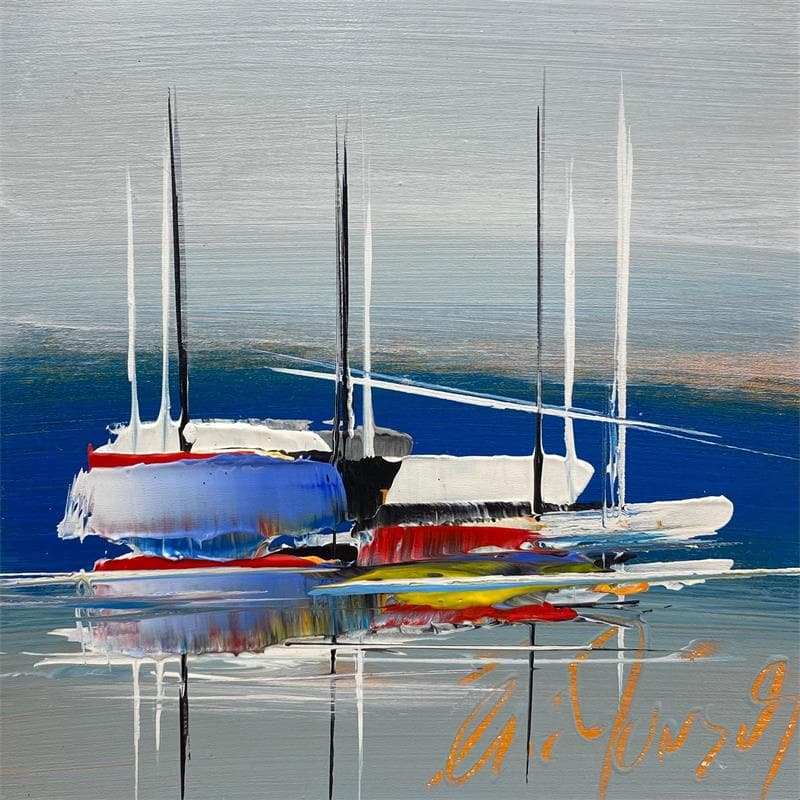 Painting BLUE by Munsch Eric | Painting Abstract Oil, Wood Marine