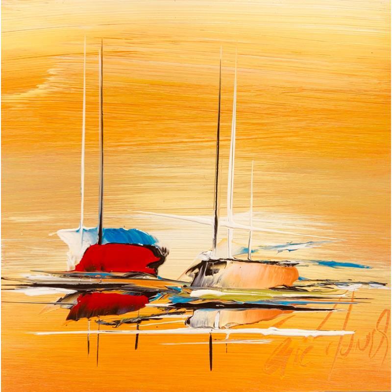 Peinture Ciel d'été par Munsch Eric | Tableau Abstrait Marine Bois Huile