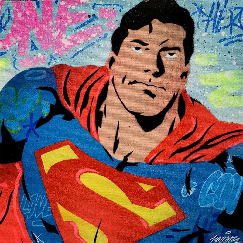 Painting Superman by Kedarone | Painting Street art Mixed Pop icons