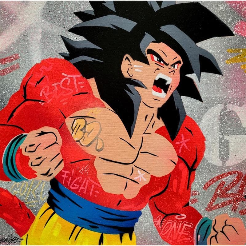 Painting Son Goku SSJ4 by Kedarone | Painting Street art Mixed Pop icons