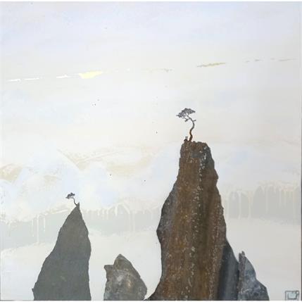 Peinture Mes montagnes par Lemonnier François Régis | Tableau Art Singulier Mixte minimaliste, Paysages