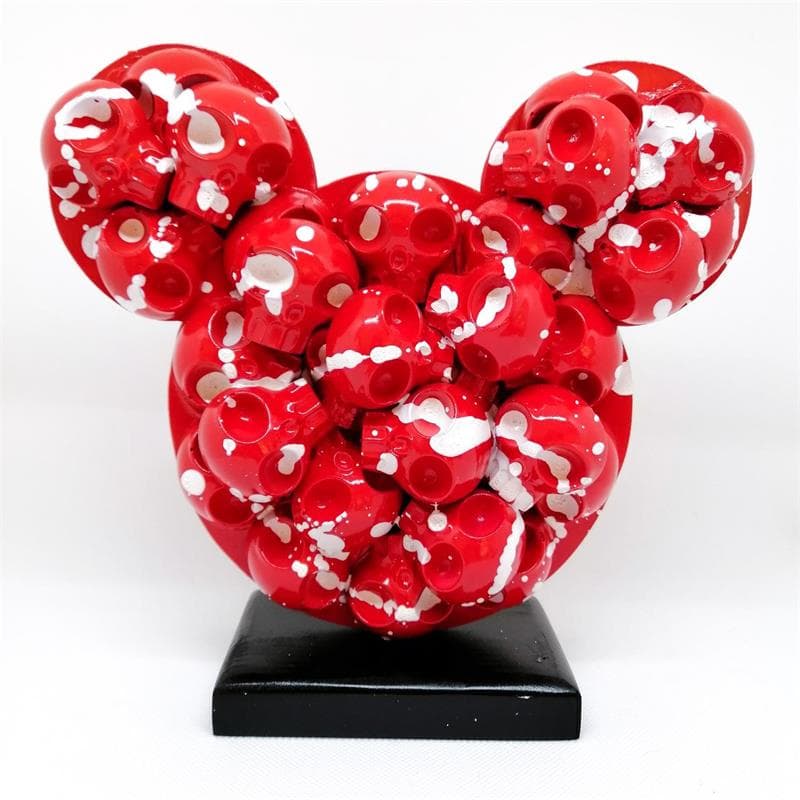 Sculpture Mickeyskull Rouge/blanc par VL | Sculpture Pop Art Mixte