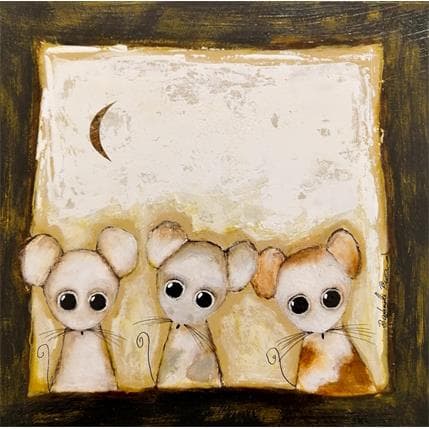 Gemälde Les triplettes von Penaud Raphaëlle | Gemälde Illustrativ Mischtechnik Pop-Ikonen, Tiere