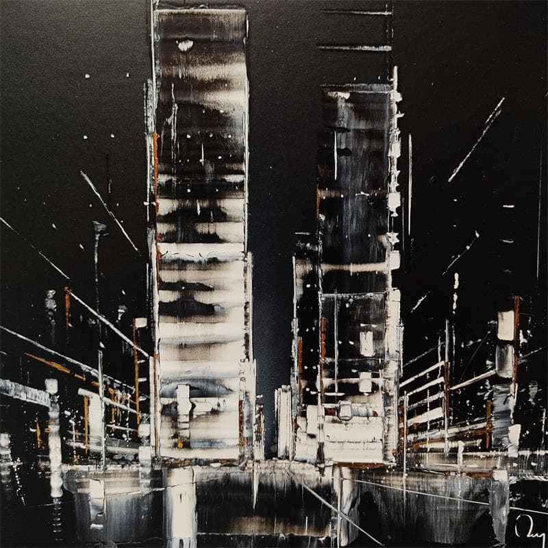 Painting Uptown by Rey Julien | Painting Figurative Mixed Urban Black & White