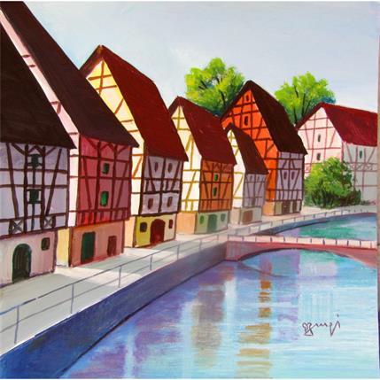 Painting AN 193 Alsace by Burgi Roger | Painting Figurative Acrylic Landscapes, Urban