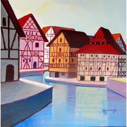 Painting AN 194 Alsace by Burgi Roger | Painting Figurative Acrylic Landscapes, Urban