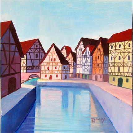 Peinture AN 195 Alsace par Burgi Roger | Tableau Figuratif Acrylique Paysages, Vues urbaines