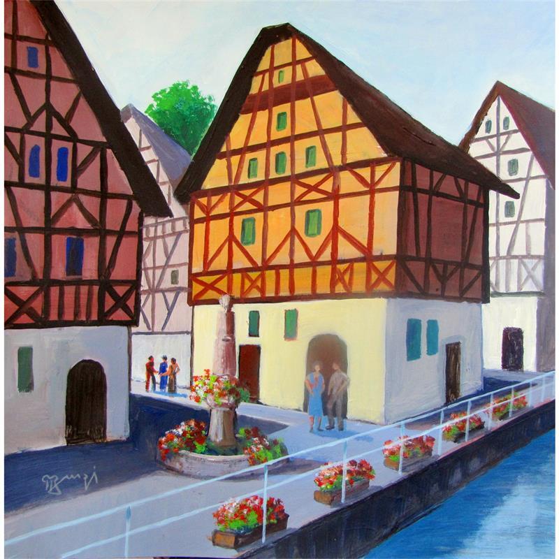 Painting AN 201 Alsace by Burgi Roger | Painting Figurative Acrylic Landscapes Urban