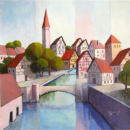 Painting AN 206 Alsace by Burgi Roger | Painting Figurative Acrylic Landscapes, Urban