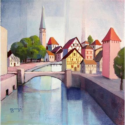 Painting AN 208 Alsace by Burgi Roger | Painting Figurative Acrylic Landscapes, Urban
