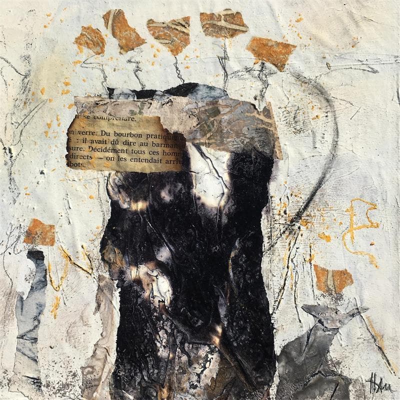 Painting Reflet du temps 3 by Han | Painting Abstract Mixed Minimalist