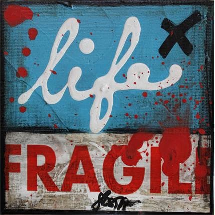 Painting Fragile life (bleu) by Costa Sophie | Painting Pop art Mixed