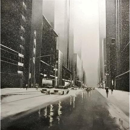 Painting Neige à NY by Galloro Maurizio | Painting Figurative Oil Urban