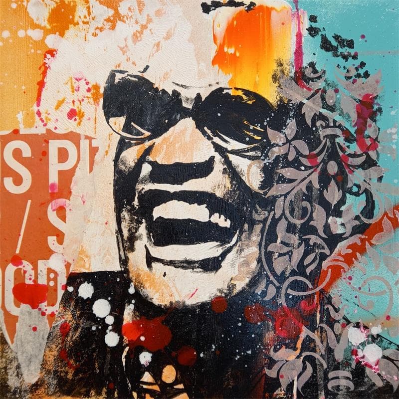 Peinture Ray Charles par Mestres Sergi | Tableau Pop-art Icones Pop Graffiti
