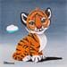Painting Little tiger by Trevisan Carlo | Painting Illustrative Oil Animals