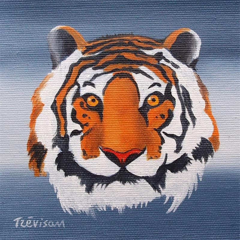 Painting Face of tiger by Trevisan Carlo | Painting Naive art Oil Animals