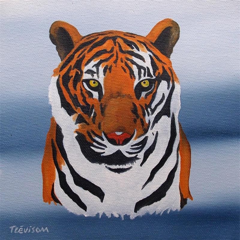 Painting Tiger by Trevisan Carlo | Painting Naive art Oil Animals, Pop icons