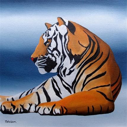 Peinture Tiger siesta par Trevisan Carlo | Tableau Illustration Huile animaux
