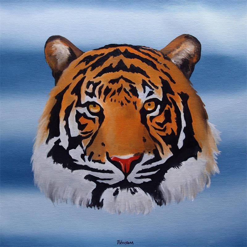 Painting Eyes of tiger by Trevisan Carlo | Painting Naive art Oil Animals