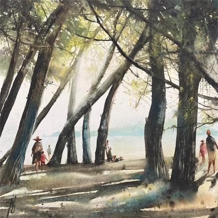 Painting Nostalgie d'un été by Abbatucci Violaine | Painting Figurative Watercolor Landscapes