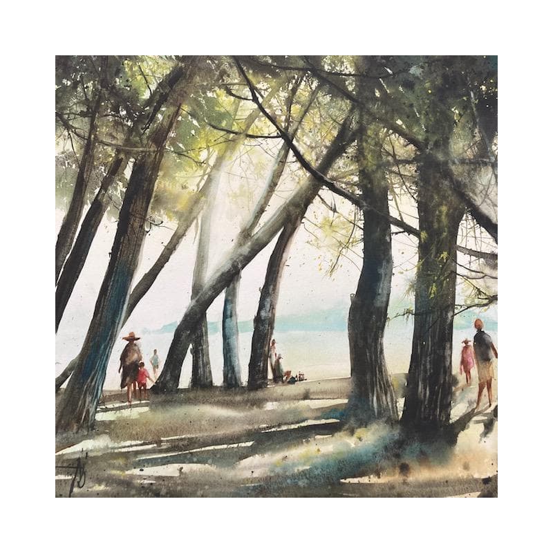 Peinture Nostalgie d'un été par Abbatucci Violaine | Tableau Figuratif Aquarelle Paysages
