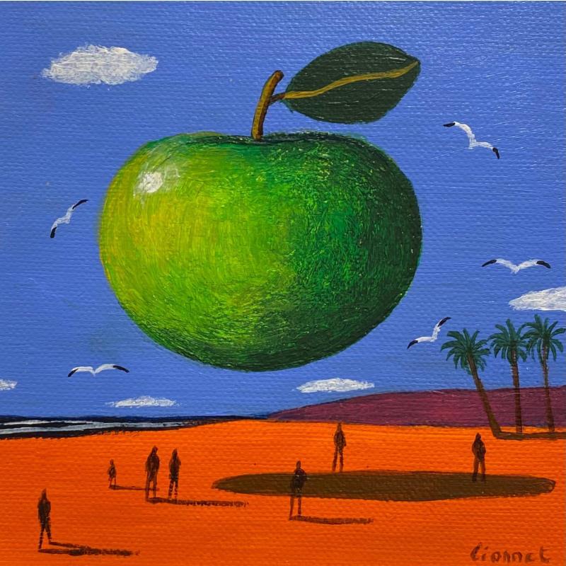 Painting Pomme verte by Lionnet Pascal | Painting Surrealism Acrylic Landscapes, still-life