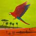 Peinture Ara rouge par Lionnet Pascal | Tableau Surréalisme Paysages Animaux Acrylique