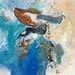 Gemälde Pétale d'Azur 2 von Han | Gemälde Abstrakt Minimalistisch