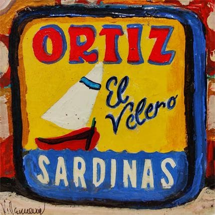 Peinture Lata sardinas par Villanueva Puigdelliura Natalia | Tableau Figuratif Mixte icones Pop, natures mortes