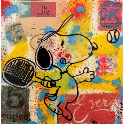 Painting Snoopy tennis by Kikayou | Painting Pop art Mixed Pop icons