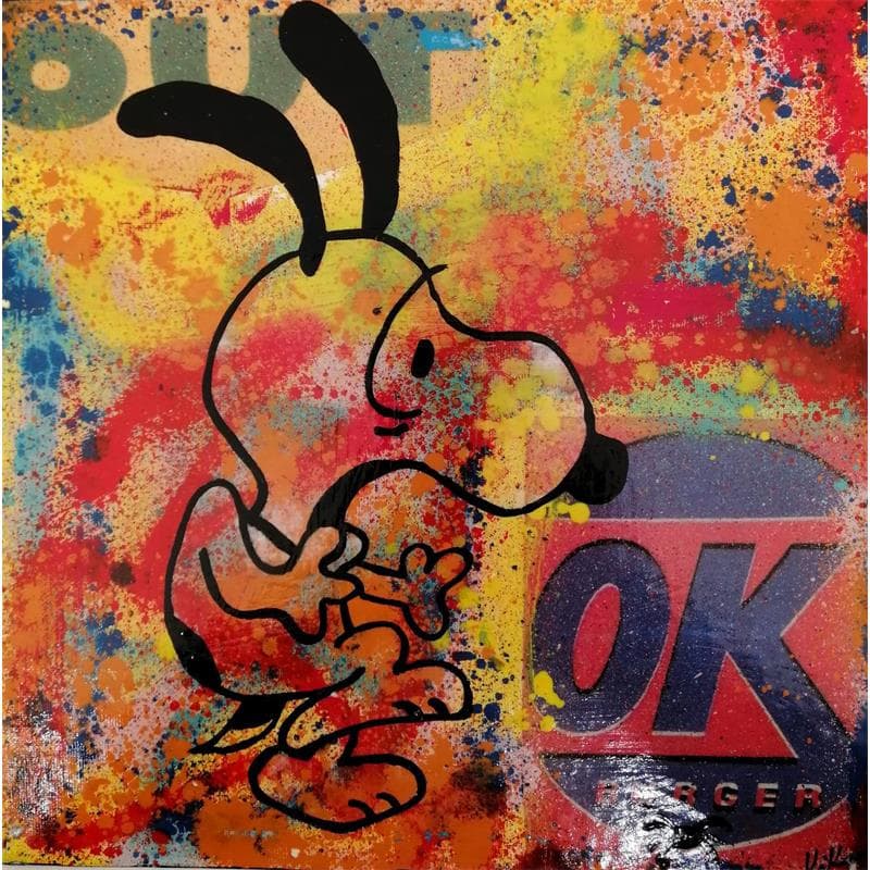 Painting Snoopy afraid by Kikayou | Painting Pop art Mixed Pop icons