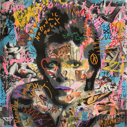 Peinture Ziggy Stardust par G. Carta | Tableau Pop Art Mixte icones Pop