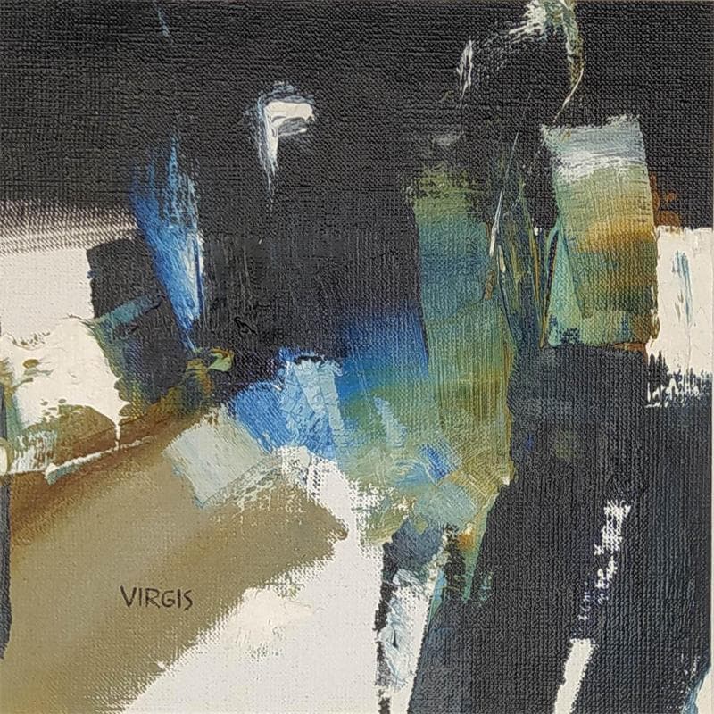 Painting Night in the suburbs by Virgis | Painting Abstract Oil Minimalist