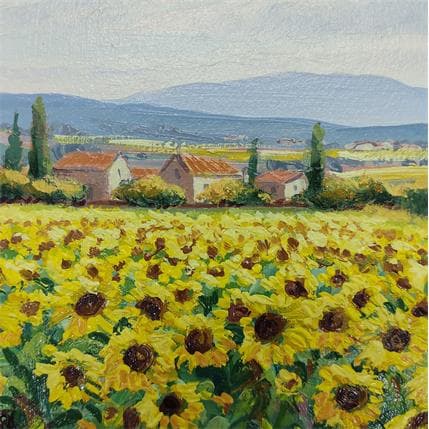 Peinture Sunflowers village par Requena Elena | Tableau Figuratif Huile Paysages