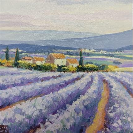 Painting Lavender's village by Requena Elena | Painting Figurative Oil Landscapes