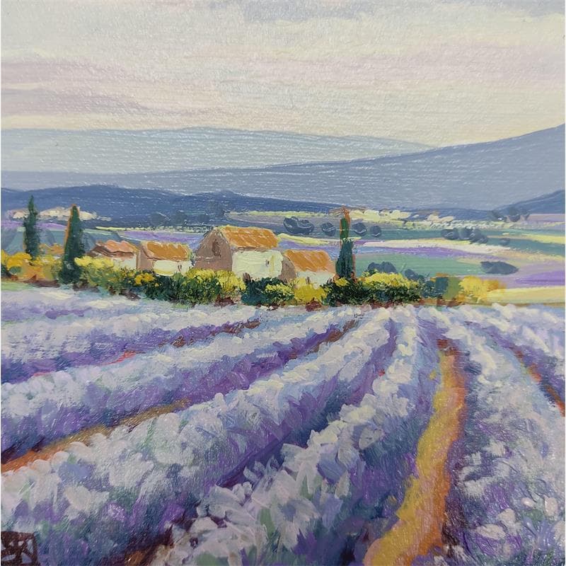 Painting Lavender's village by Requena Elena | Painting Figurative Oil Landscapes