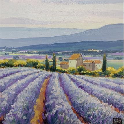 Peinture Morning on lavender par Requena Elena | Tableau Figuratif Huile Paysages