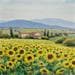 Painting Town of sunflowers by Requena Elena | Painting Figurative Landscapes Oil
