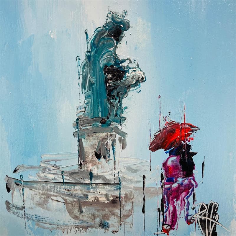 Painting Sous la statue by Raffin Christian | Painting Figurative Urban Oil